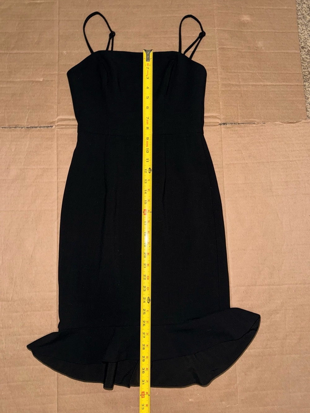 French Connection Black Dress Size 0 Spaghetti Strap Ruffle Hem Cocktail Party - Picture 7 of 9